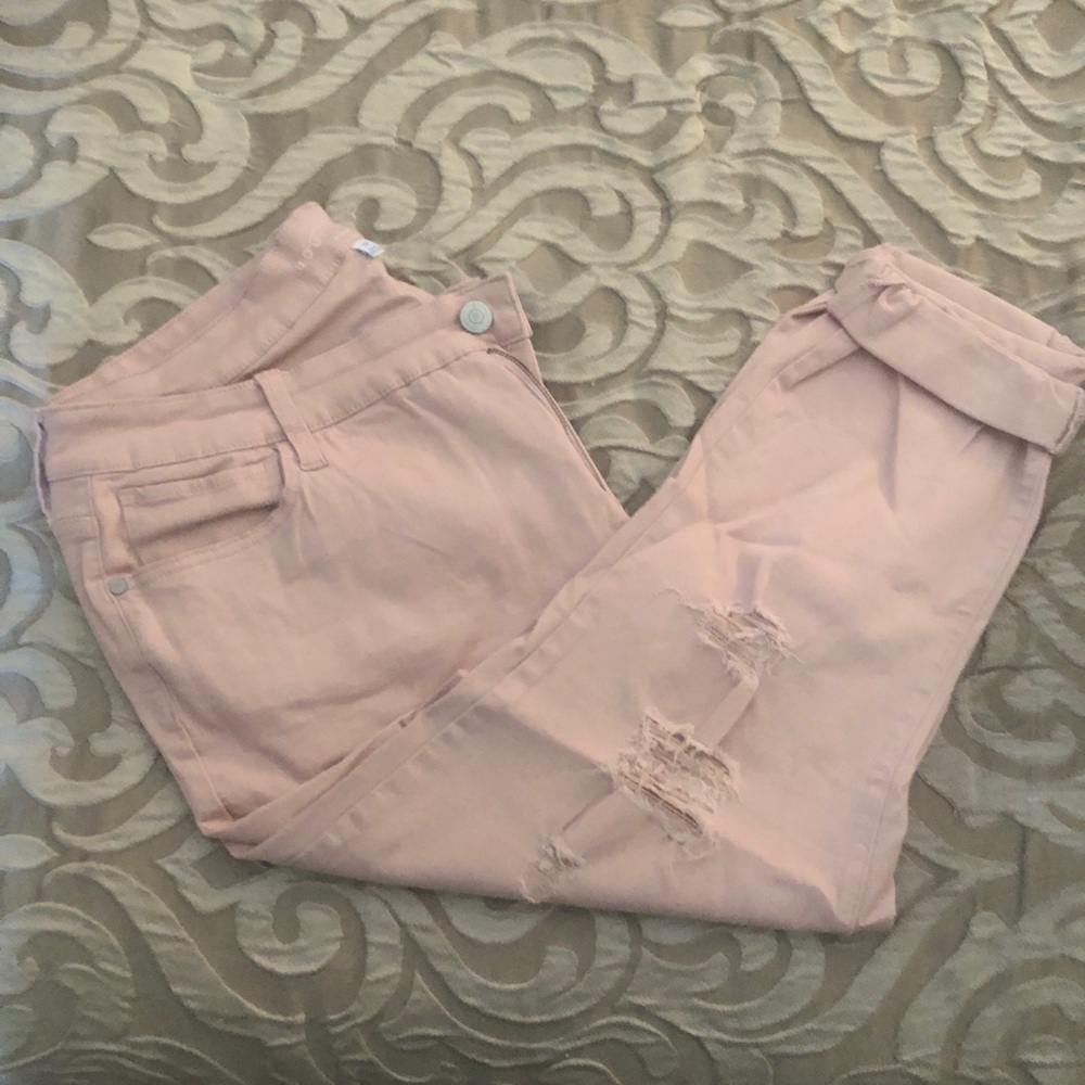 Women’s Distressed Pale Pink Jeans